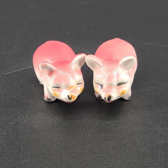 Vintage Japan Miniature Pink Ceramic Pig Figurines Set of 3 - Picture 4 of 5
